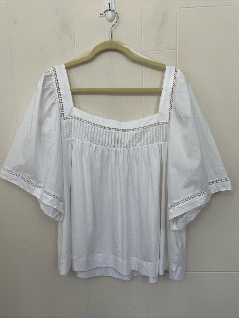 Banana Republic Short Sleeve Prairie Blouse Size XXL White Flowy Boho Peasant